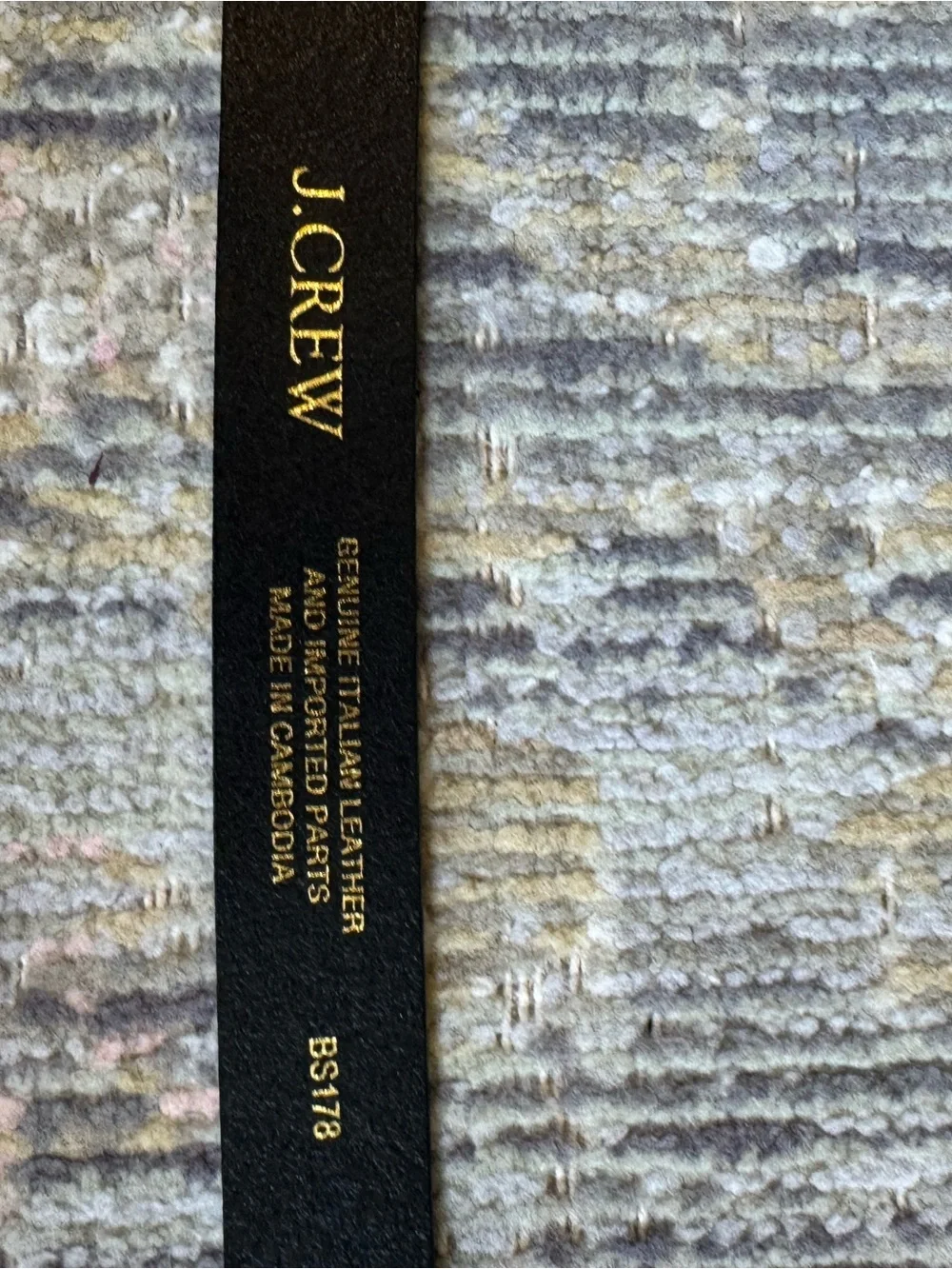 J. Crew Black Leather Belt with Gold Twisted-Frame Buckle